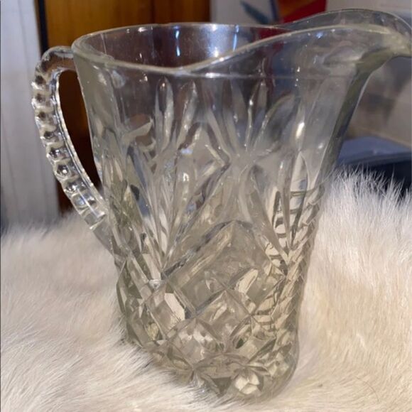 Vintage EAPG 1950s Syup pitcher with quilted diamond, diamond cut pattern - Picture 6 of 6